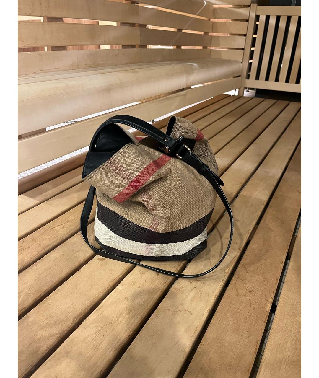 BURBERRY Коричневая льняная сумка тоут, фото 2