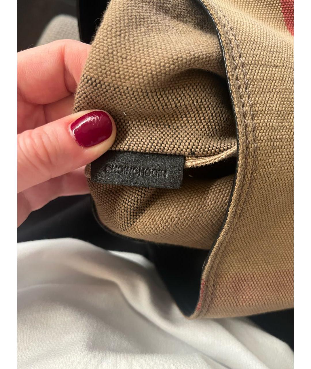 BURBERRY Коричневая льняная сумка тоут, фото 8