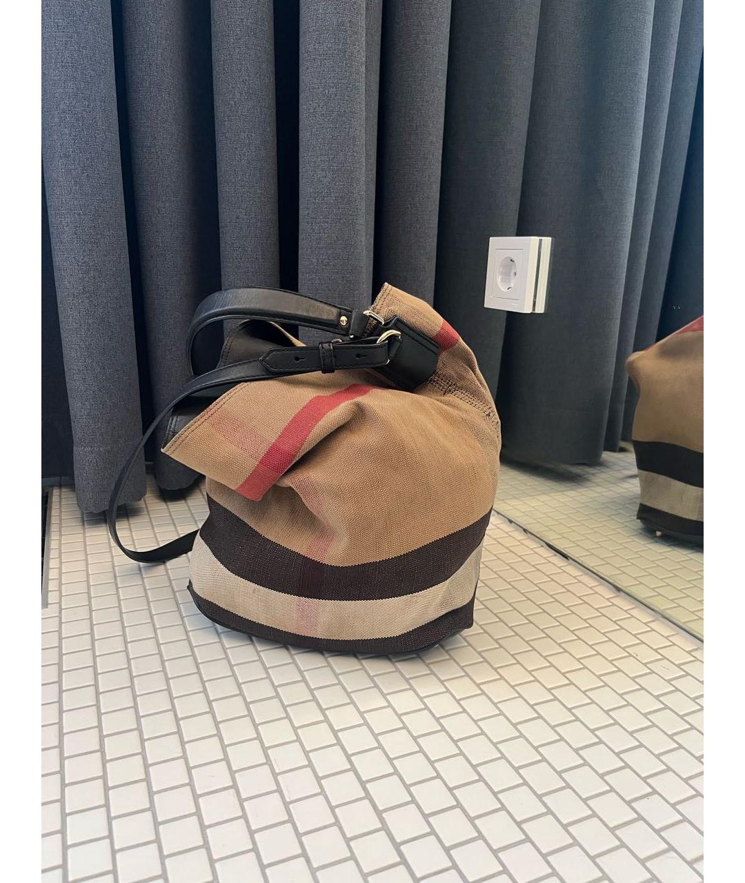 BURBERRY Коричневая льняная сумка тоут, фото 9