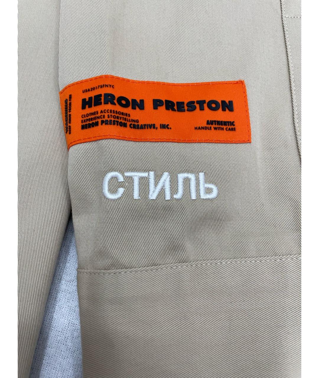 HERON PRESTON Бежевая хлопковая кэжуал рубашка, фото 5