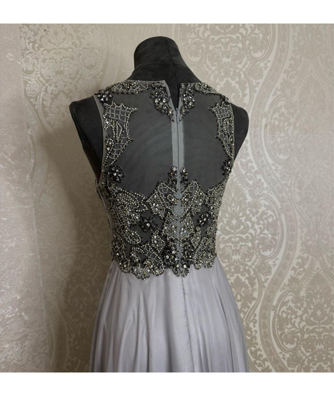 JOVANI Серебряное шифоновое вечернее платье, фото 4