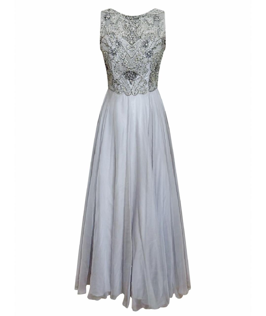 JOVANI Серебряное шифоновое вечернее платье, фото 1