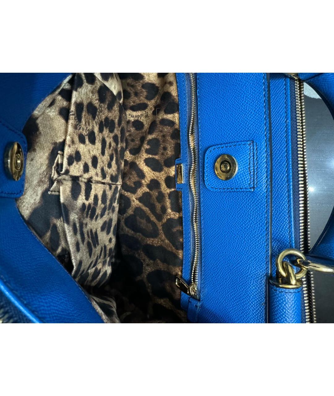 DOLCE&GABBANA Синяя кожаная сумка с короткими ручками, фото 8