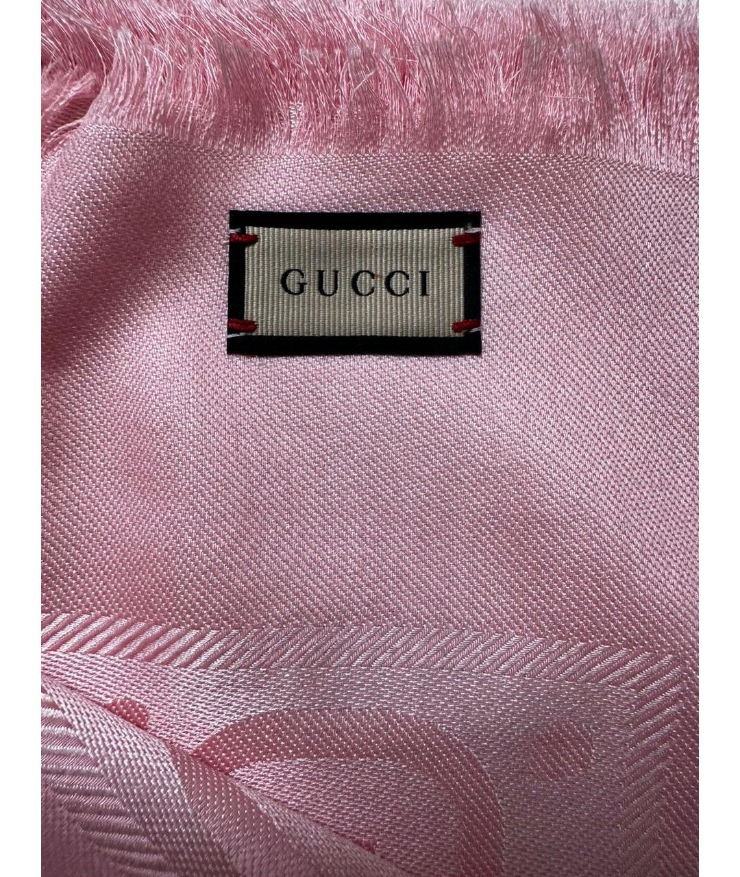 GUCCI Розовый шерстяной платок, фото 4