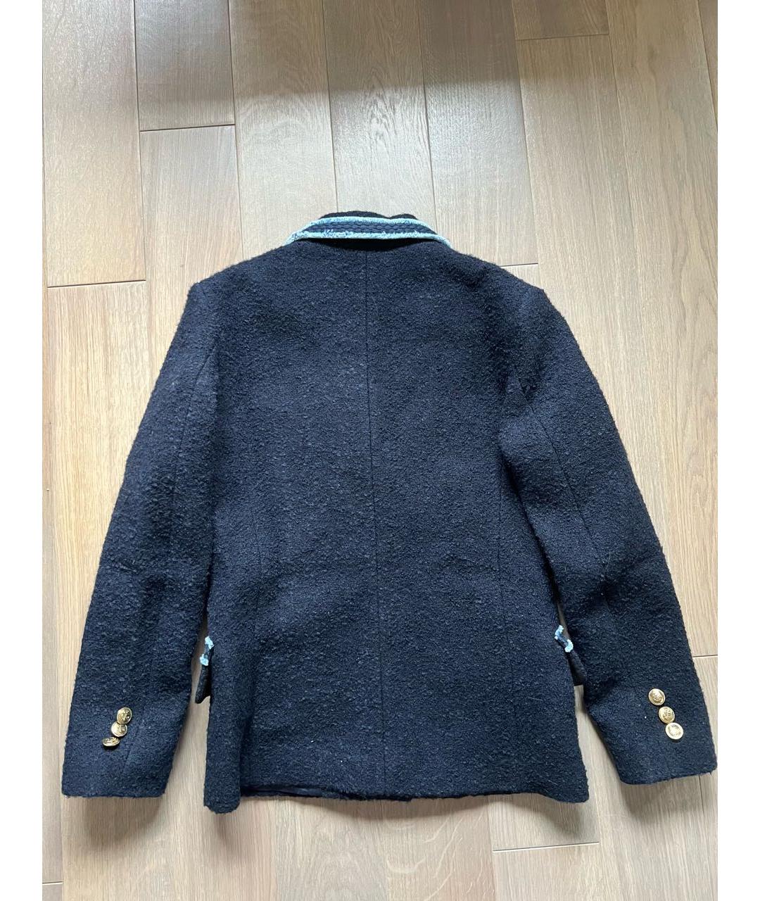 SANDRO Темно-синий шерстяной жакет/пиджак, фото 2