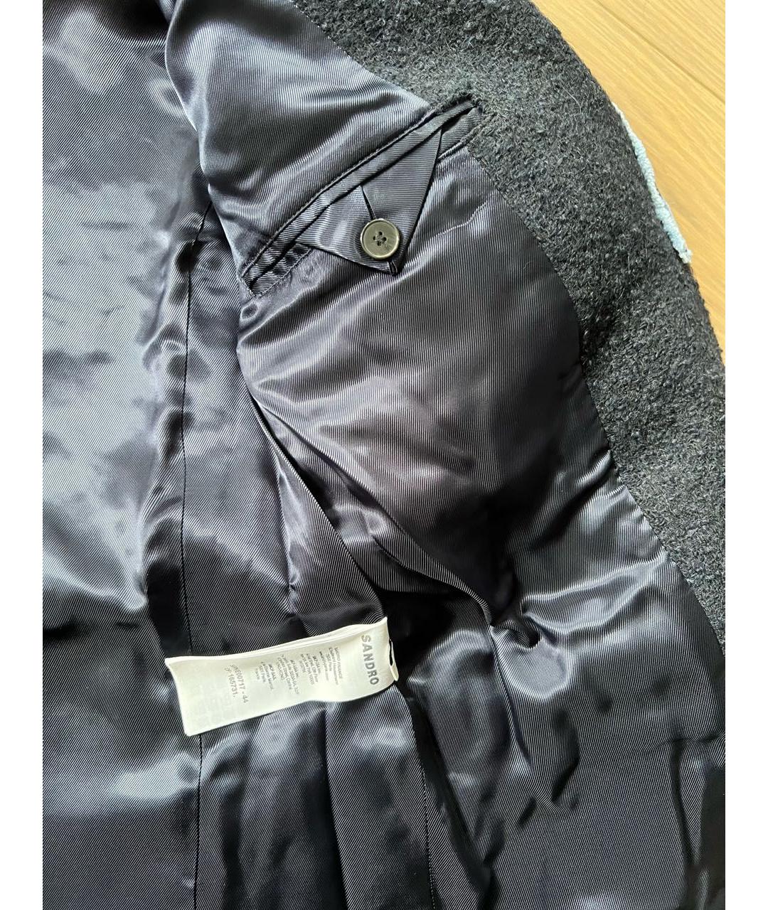 SANDRO Темно-синий шерстяной жакет/пиджак, фото 3