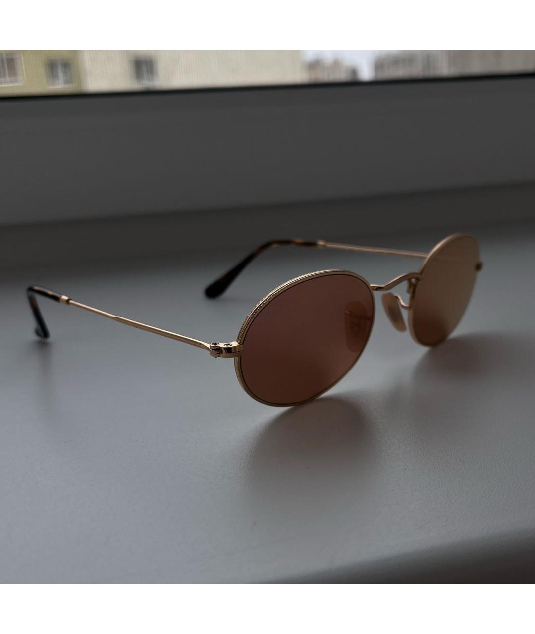 RAY BAN Золотые металлические солнцезащитные очки, фото 4