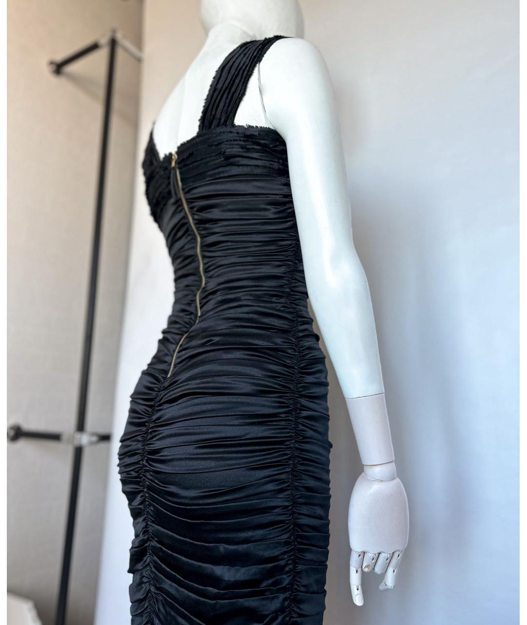 DOLCE&GABBANA Черное шелковое коктейльное платье, фото 3