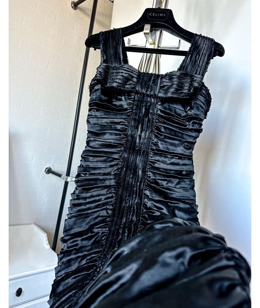 DOLCE&GABBANA Черное шелковое коктейльное платье, фото 8