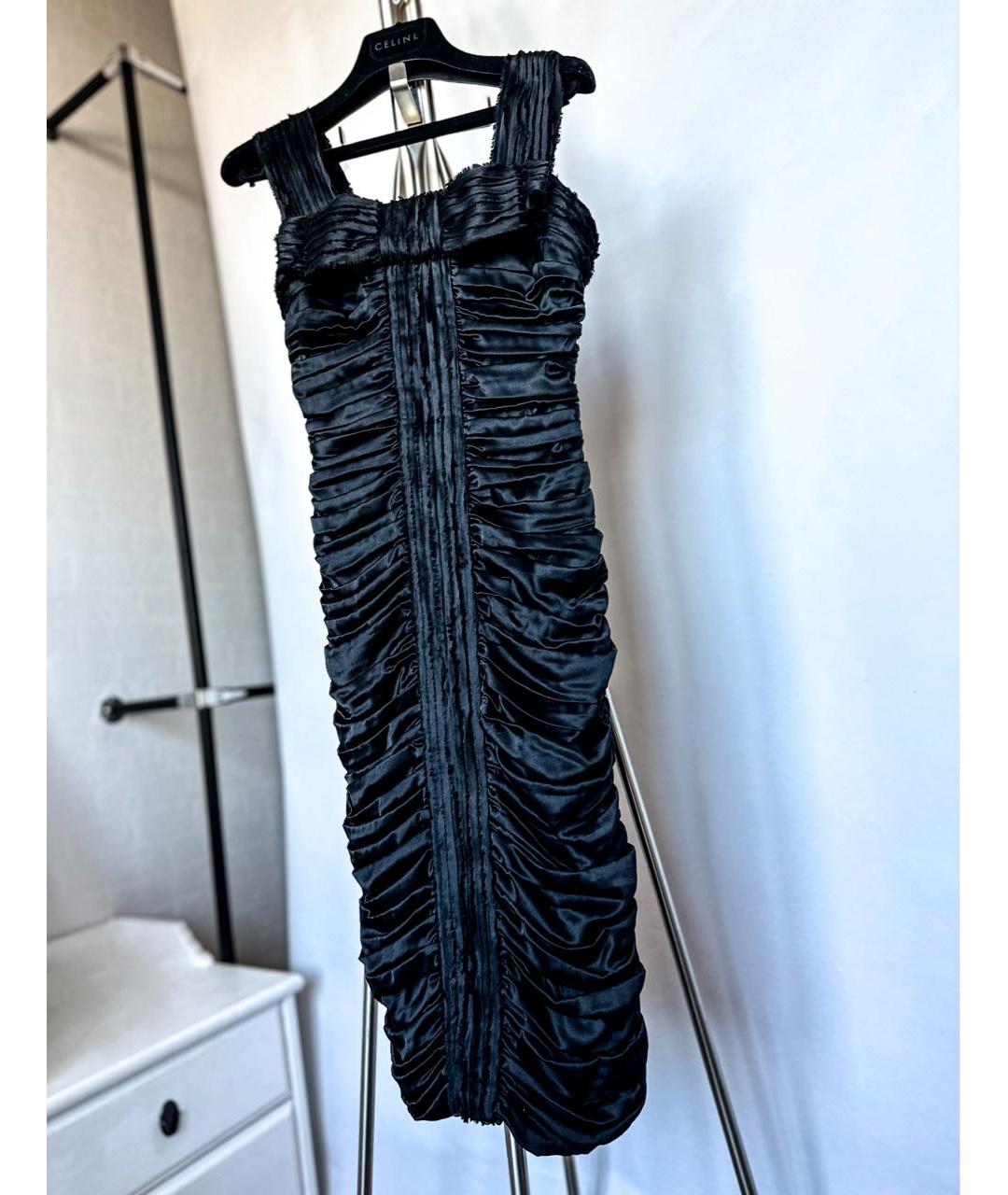 DOLCE&GABBANA Черное шелковое коктейльное платье, фото 6