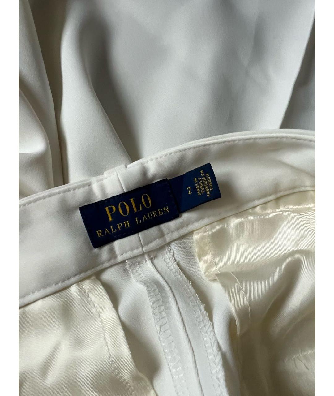 POLO RALPH LAUREN Белые полиэстеровые брюки широкие, фото 3