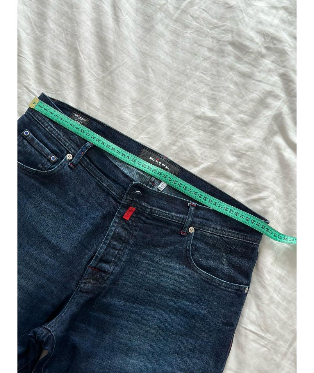 KITON Темно-синие хлопковые прямые джинсы, фото 4