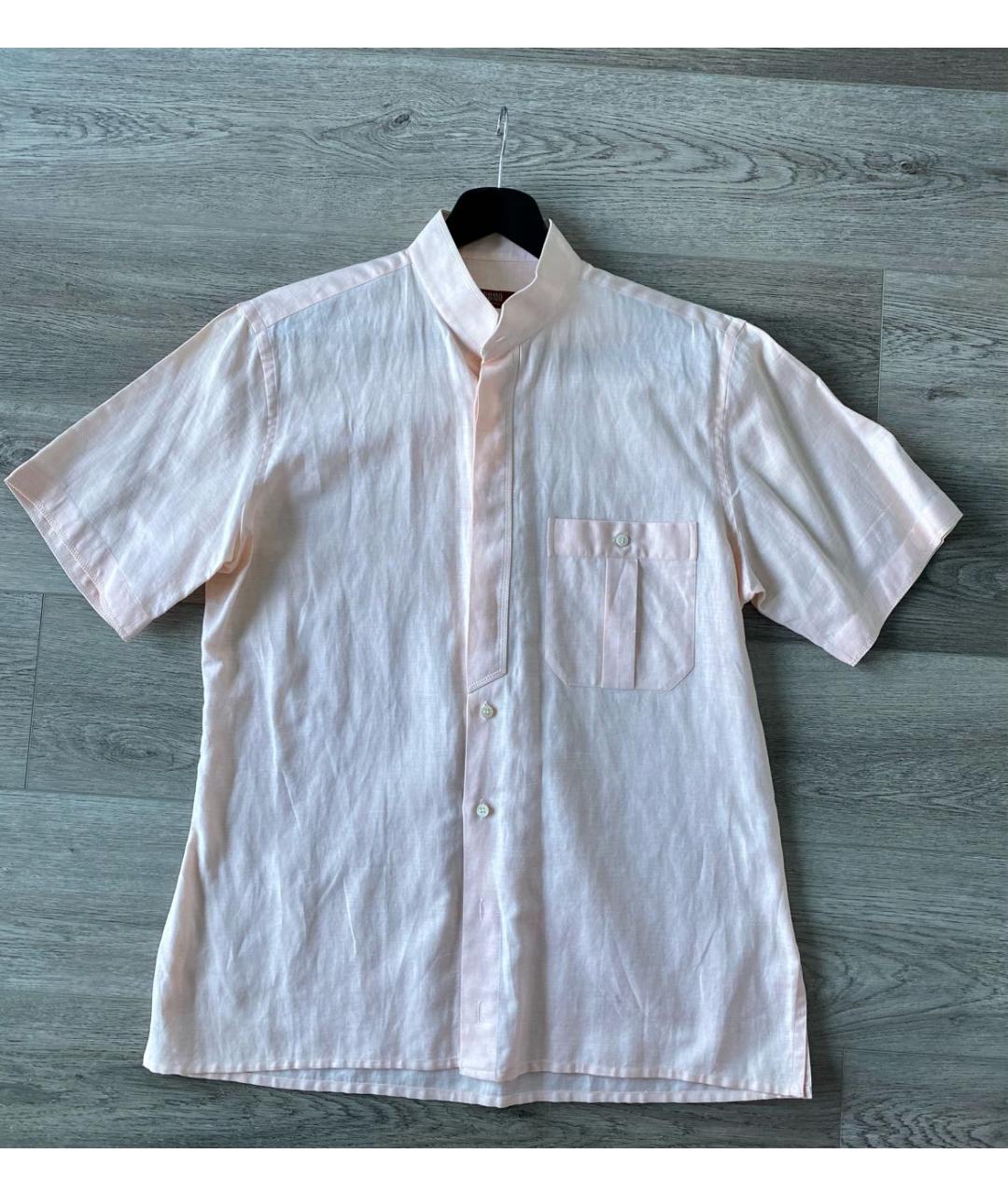 UOMO COLLEZIONI Коралловая льняная кэжуал рубашка, фото 8