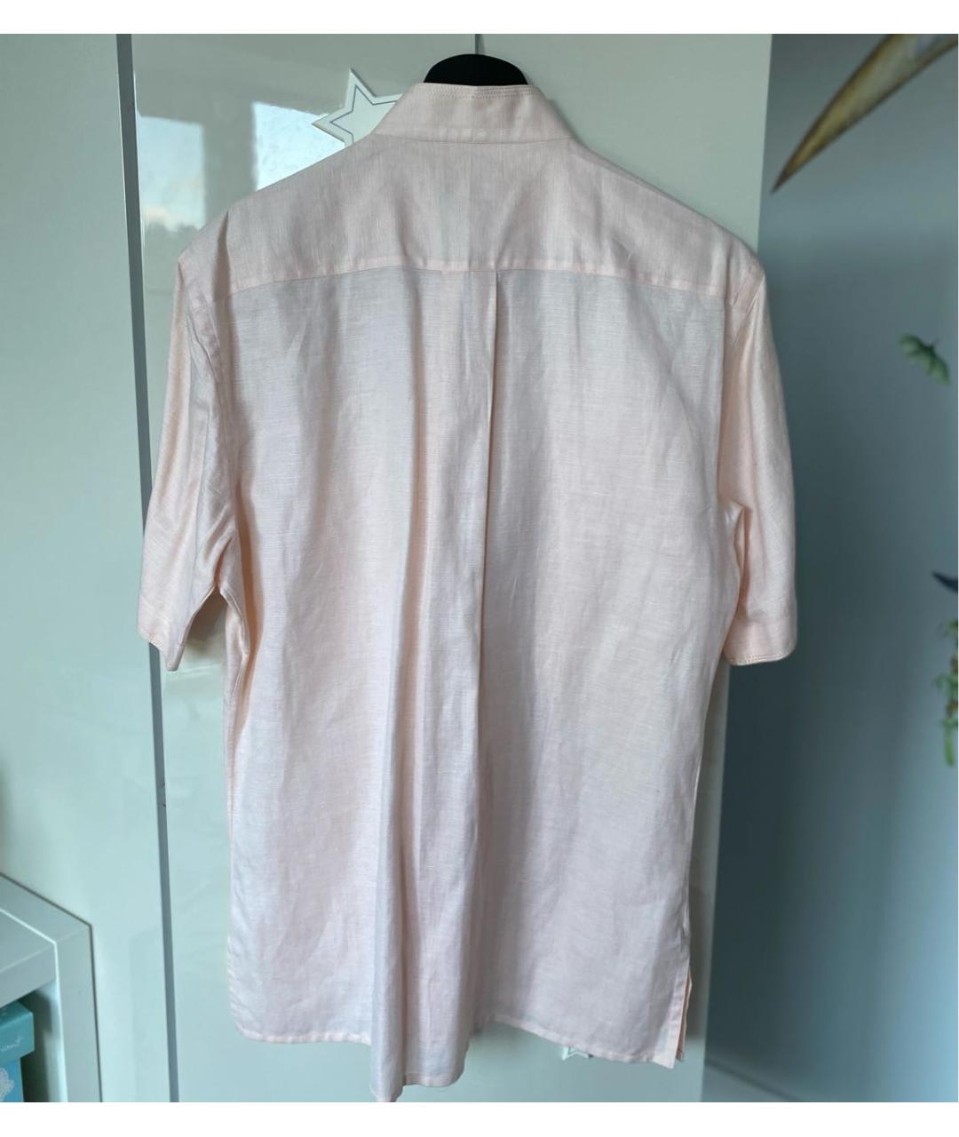 UOMO COLLEZIONI Коралловая льняная кэжуал рубашка, фото 2