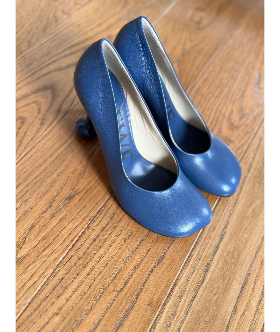 LOEWE Синие кожаные туфли, фото 2