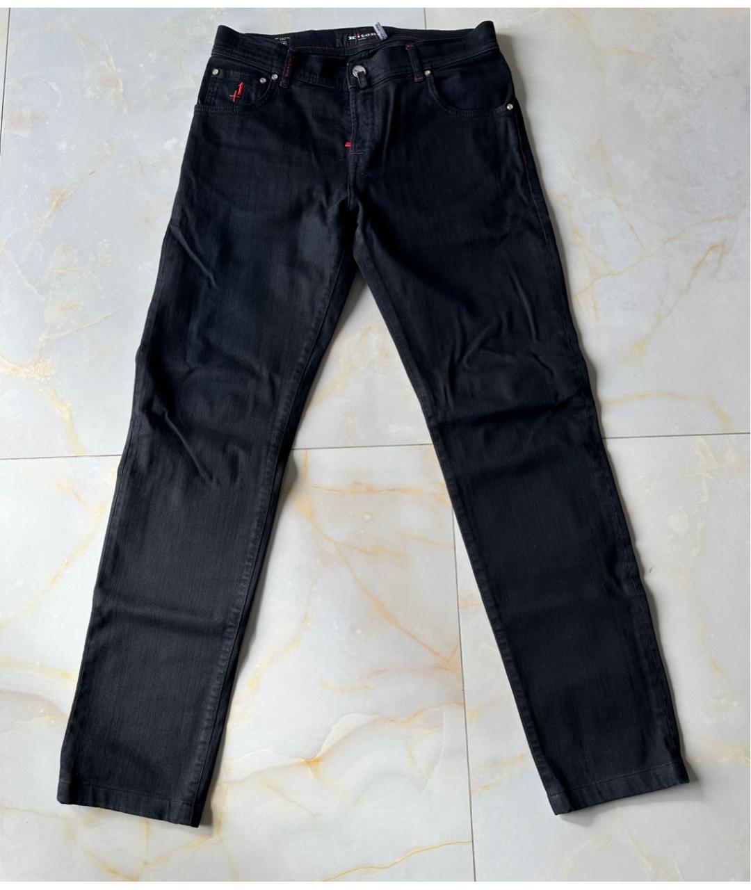 KITON Черные хлопко-эластановые прямые джинсы, фото 7
