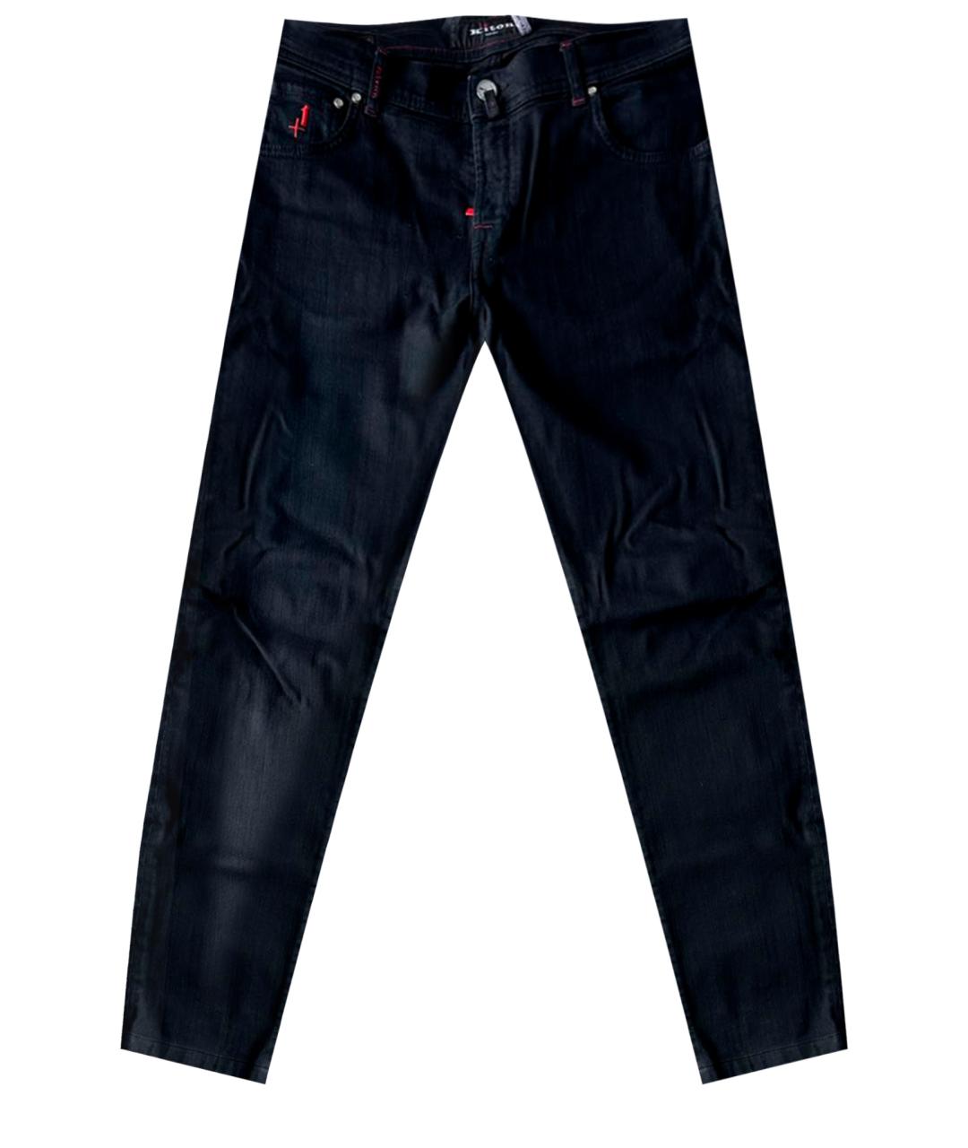 KITON Черные хлопко-эластановые прямые джинсы, фото 1