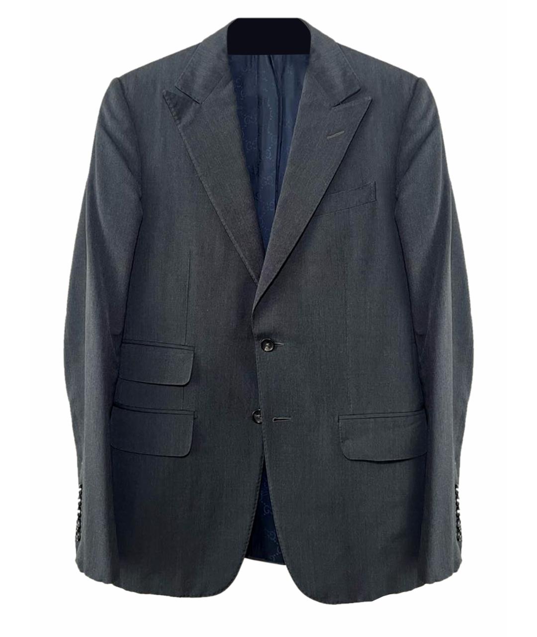 GUCCI Серый шерстяной пиджак, фото 1