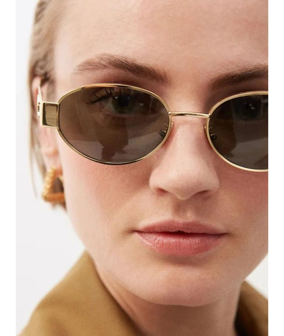 CELINE Золотые металлические солнцезащитные очки, фото 5