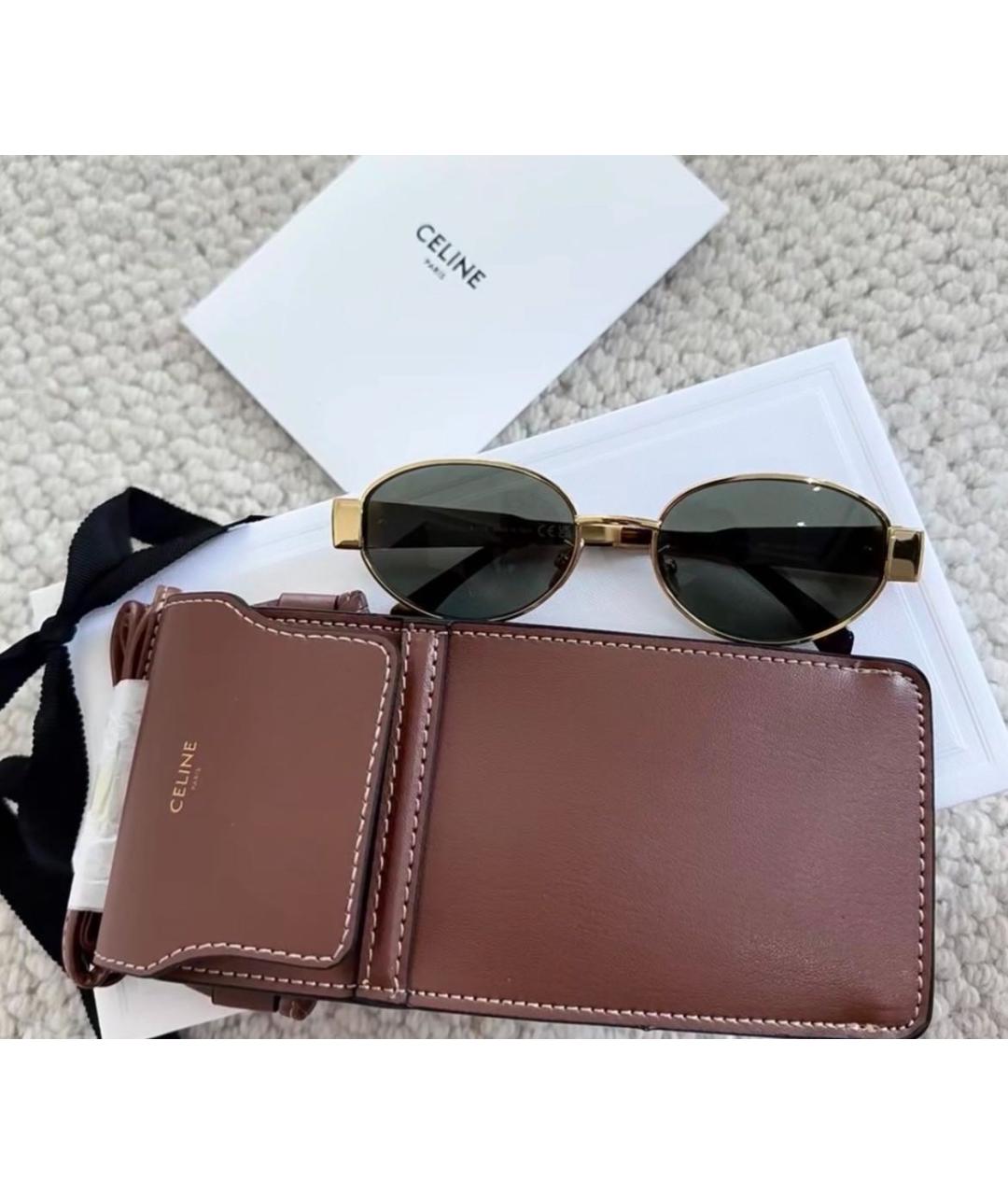 CELINE Золотые металлические солнцезащитные очки, фото 4