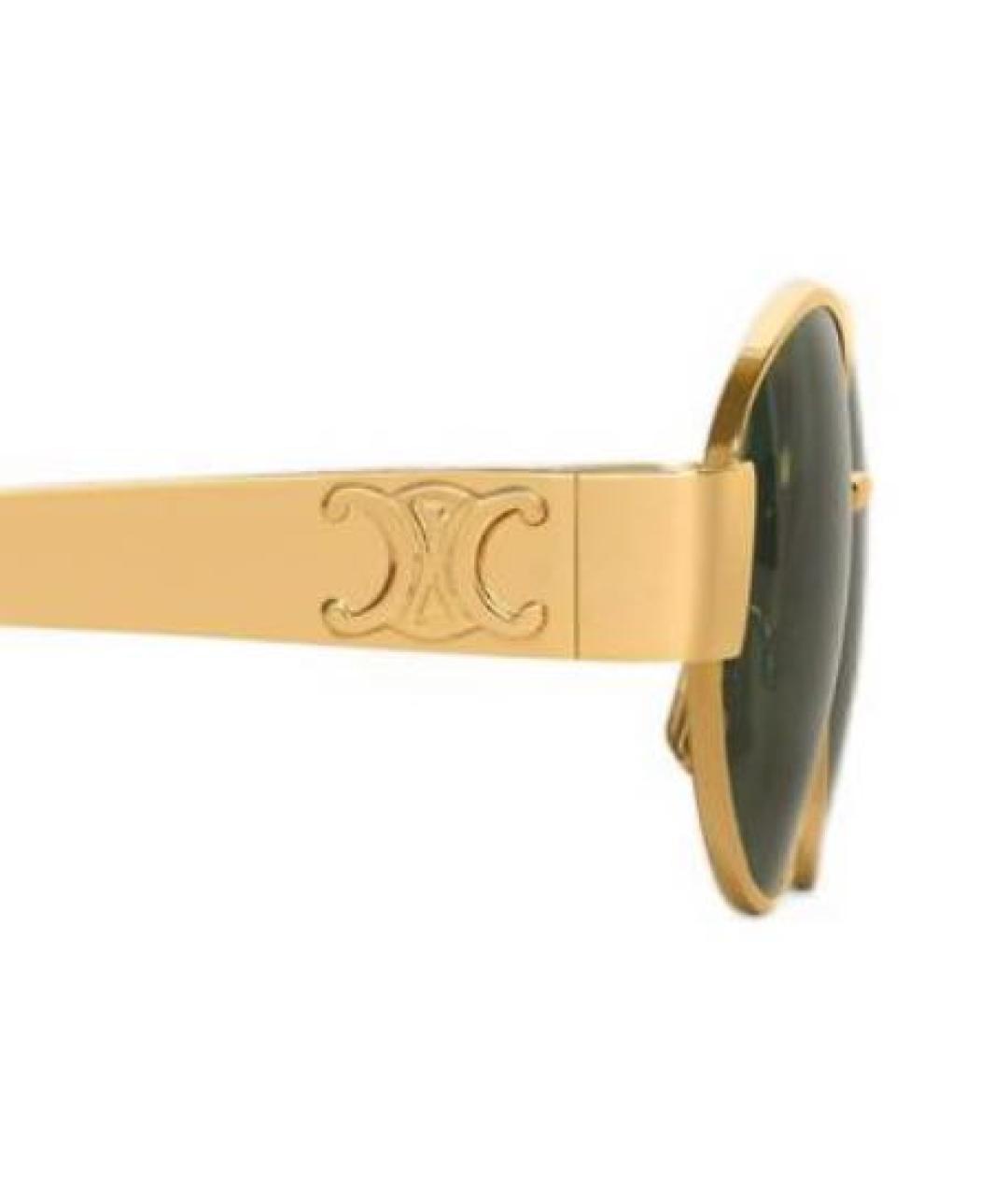 CELINE Золотые металлические солнцезащитные очки, фото 3