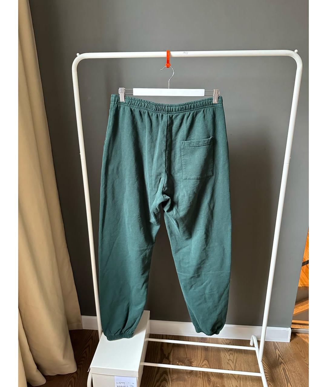 SPORTY AND RICH Зеленые хлопковые спортивные брюки и шорты, фото 3