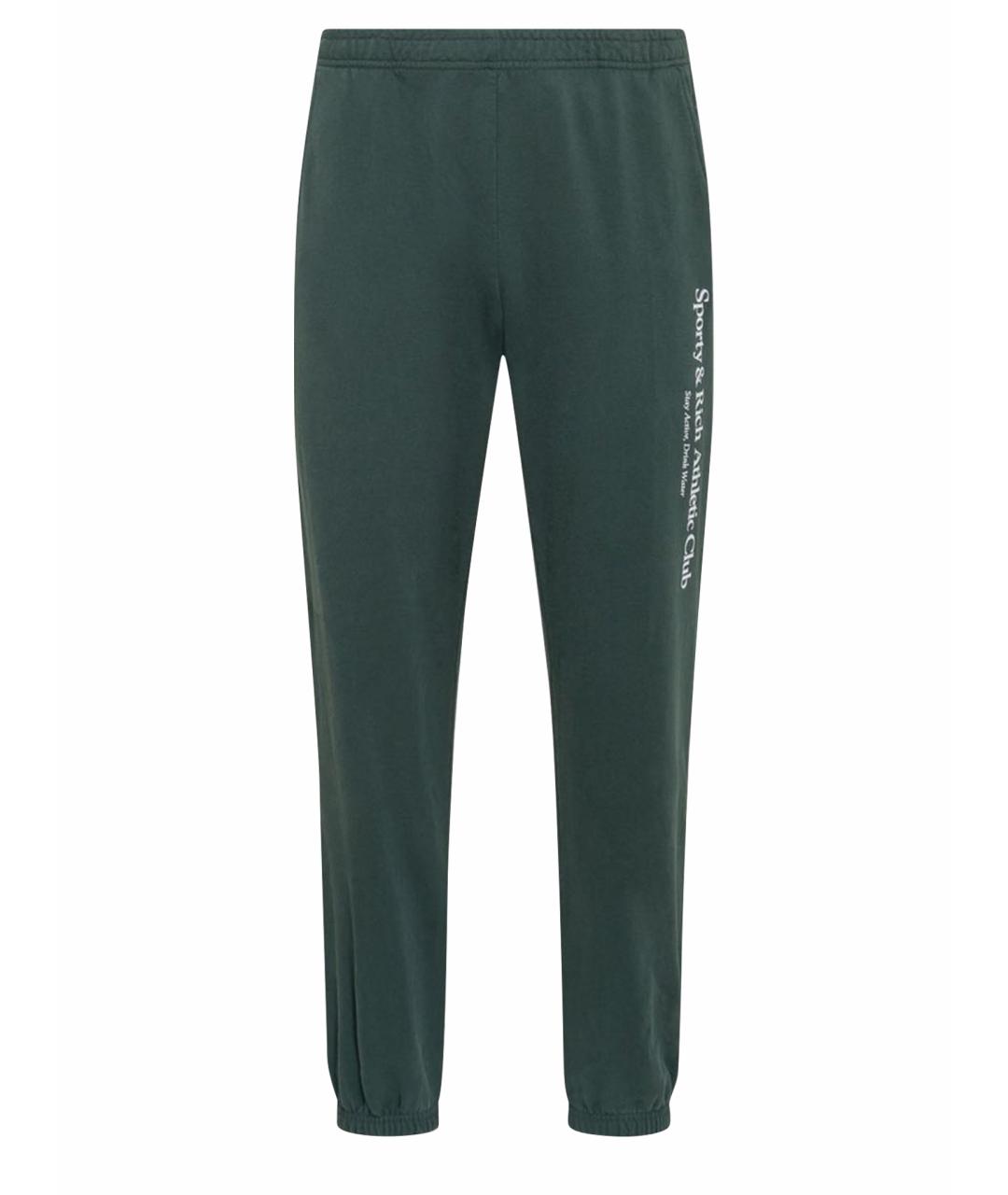 SPORTY AND RICH Зеленые хлопковые спортивные брюки и шорты, фото 1