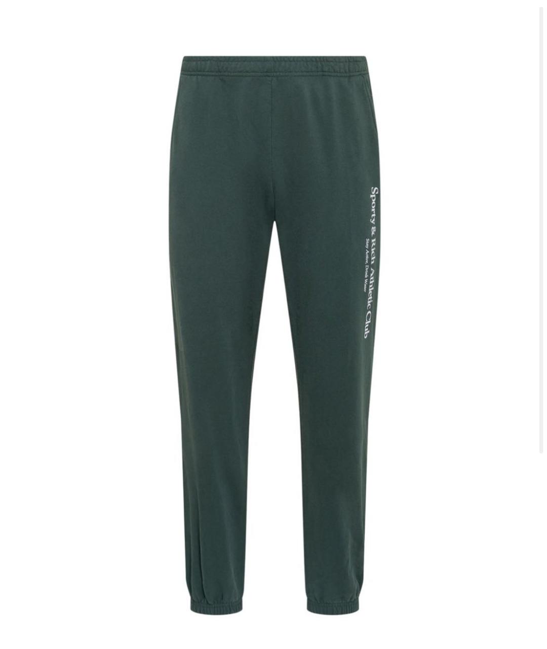 SPORTY AND RICH Зеленые хлопковые спортивные брюки и шорты, фото 8