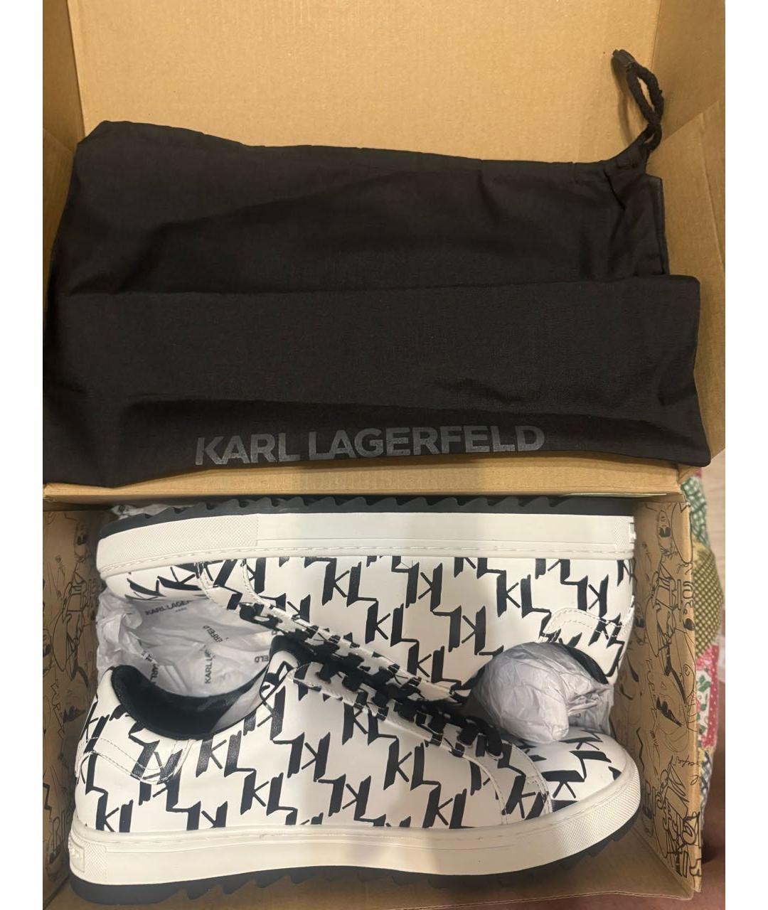 KARL LAGERFELD Белые кожаные низкие кроссовки / кеды, фото 5