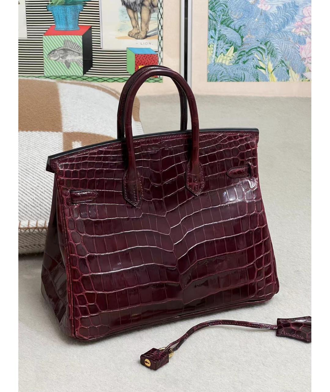 HERMES Красная сумка с короткими ручками из экзотической кожи, фото 2