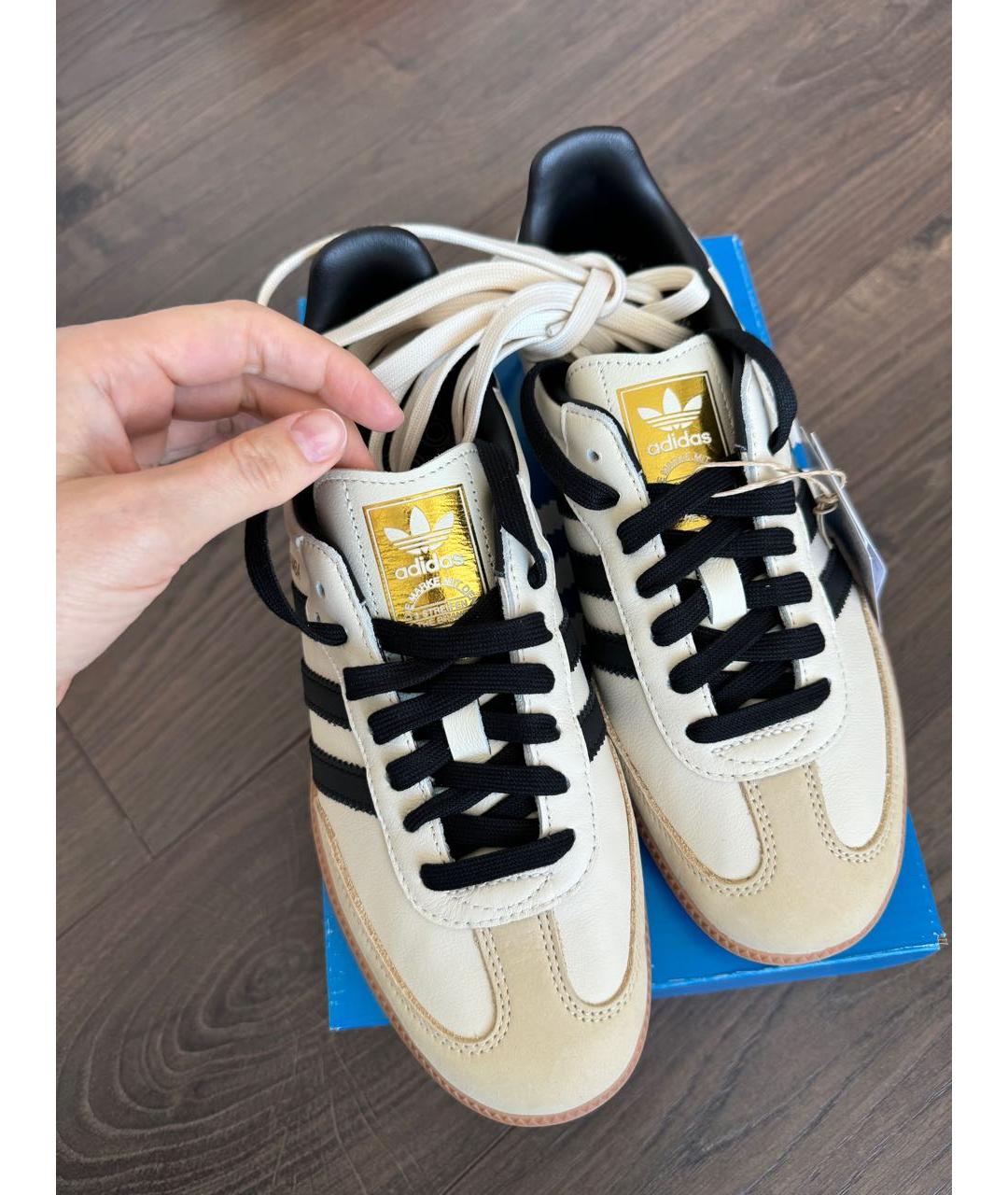 ADIDAS Бежевые кожаные кроссовки, фото 2