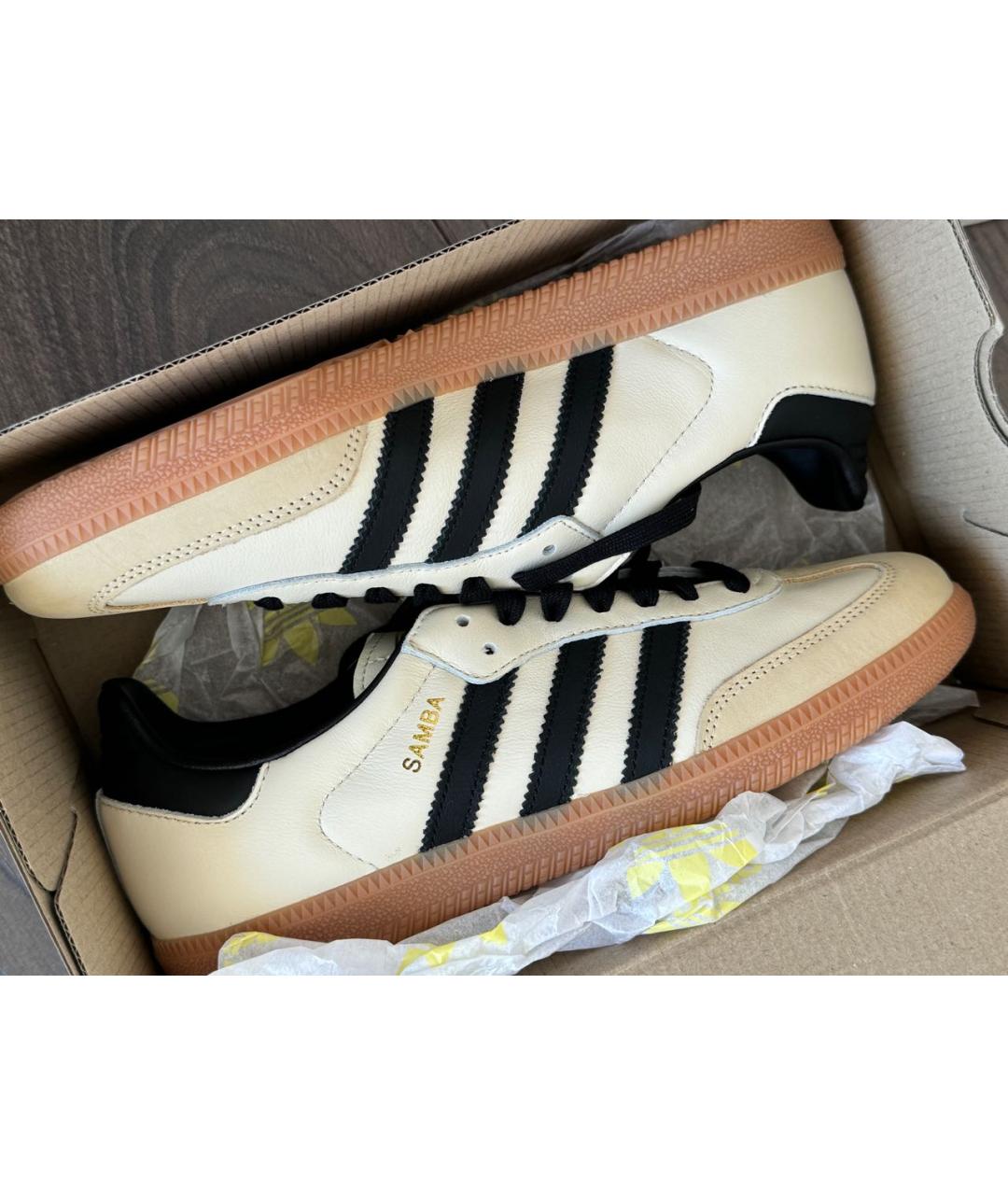 ADIDAS Бежевые кожаные кроссовки, фото 4