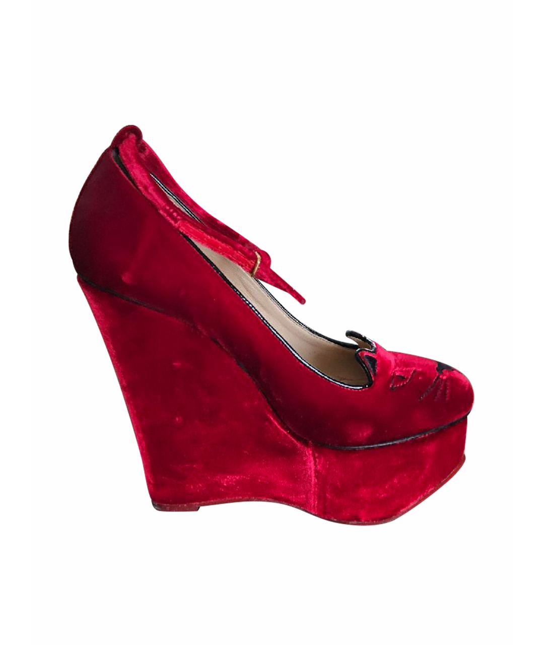 CHARLOTTE OLYMPIA Красные бархатные туфли, фото 1