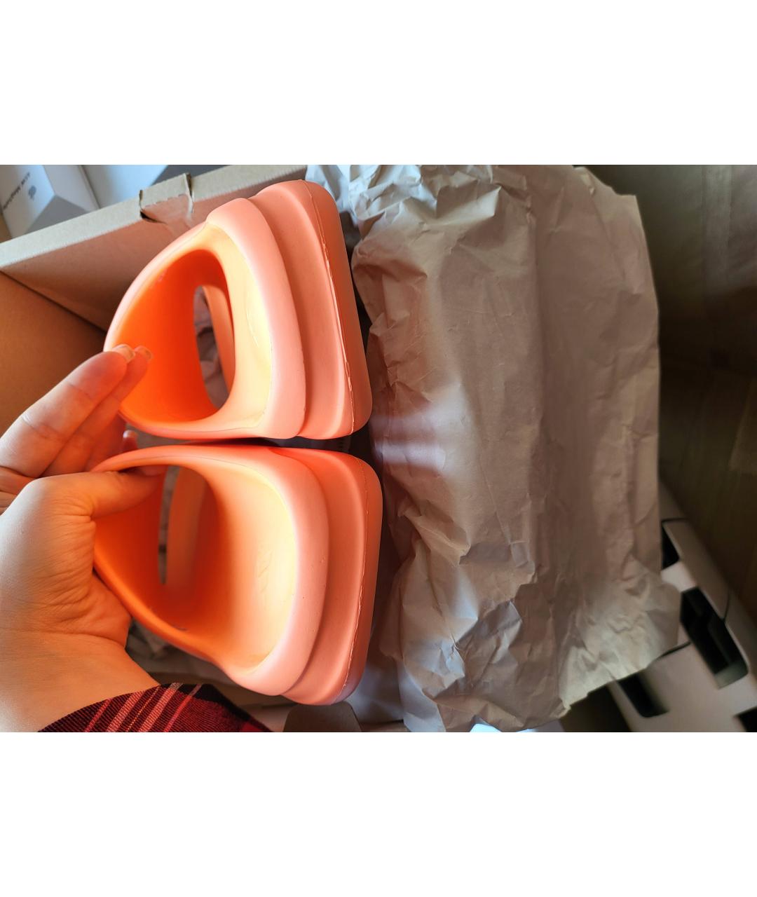 ADIDAS YEEZY Оранжевое резиновые шлепанцы, фото 4