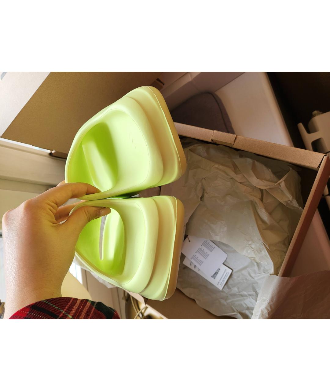 ADIDAS YEEZY Салатовые резиновые шлепанцы, фото 3