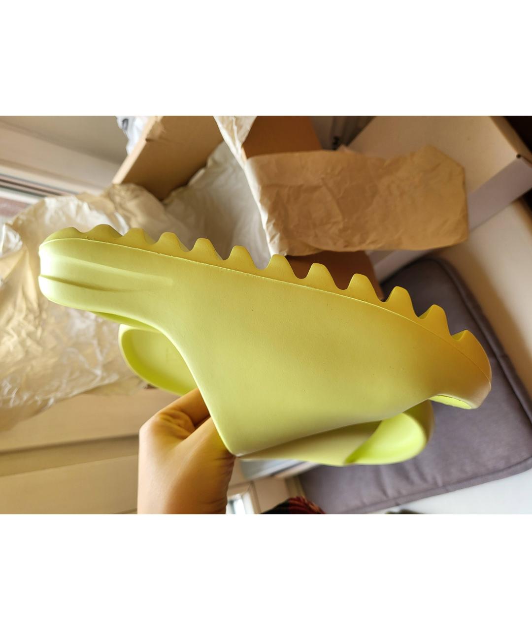 ADIDAS YEEZY Салатовые резиновые шлепанцы, фото 5