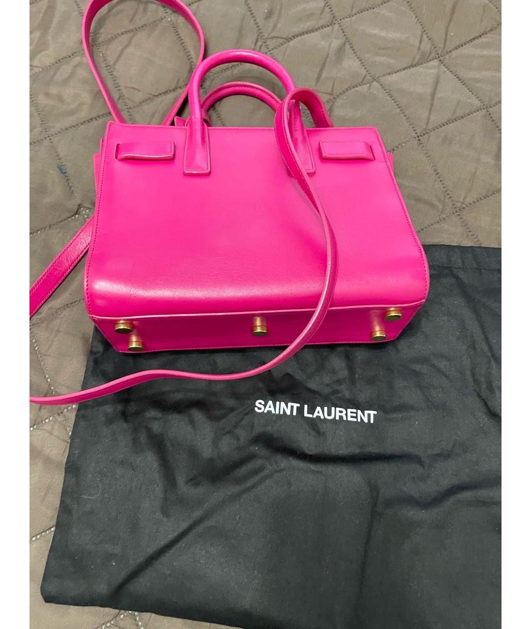 SAINT LAURENT Фуксия сумка с короткими ручками, фото 5