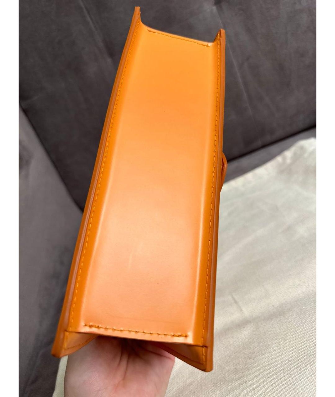 JACQUEMUS Оранжевая кожаная сумка через плечо, фото 6