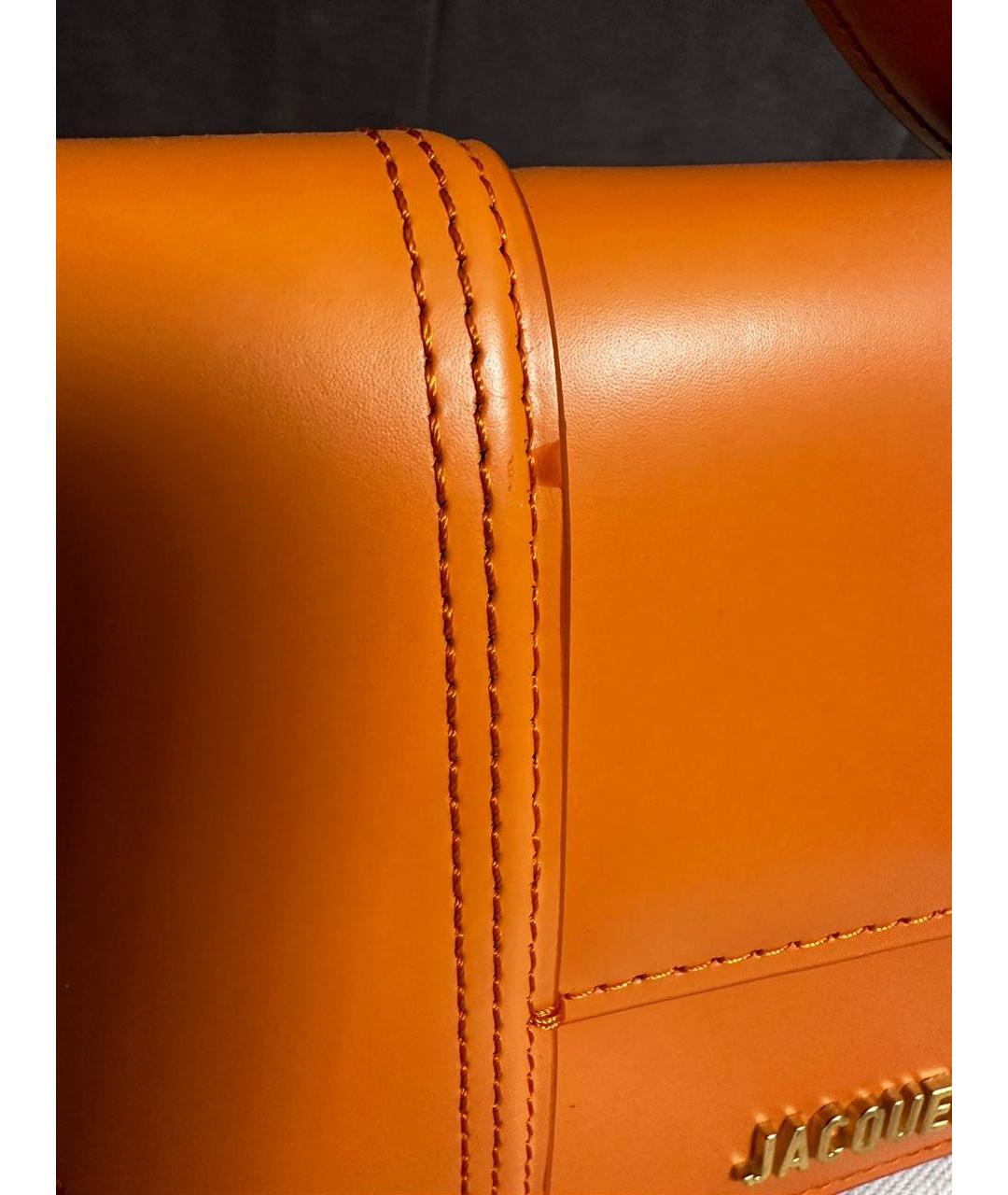 JACQUEMUS Оранжевая кожаная сумка через плечо, фото 7