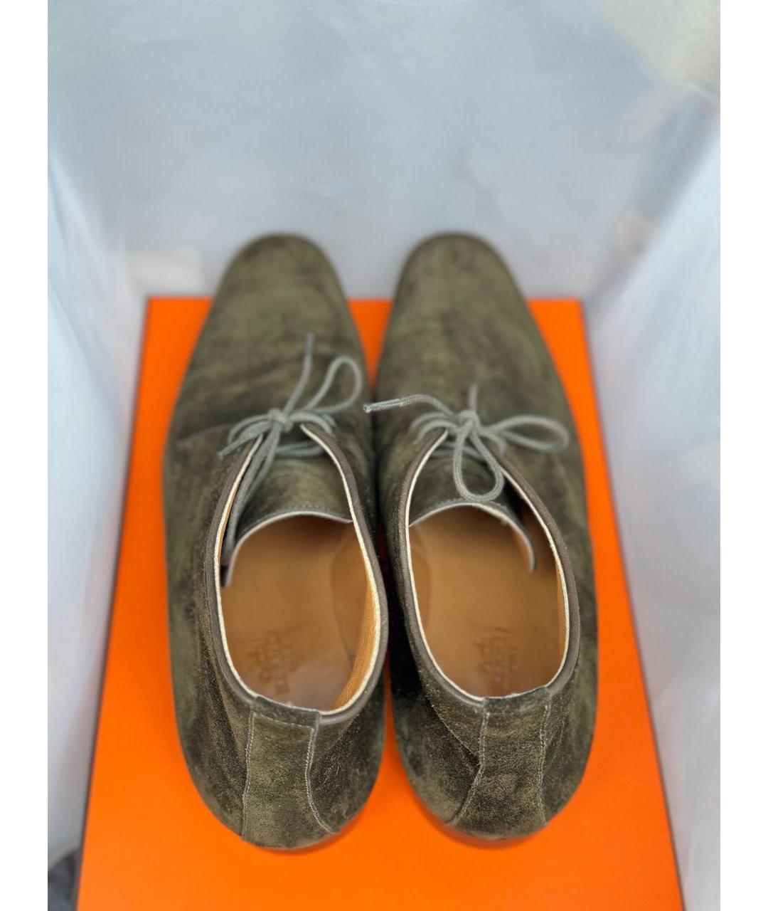 HERMES PRE-OWNED Зеленые замшевые высокие ботинки, фото 3