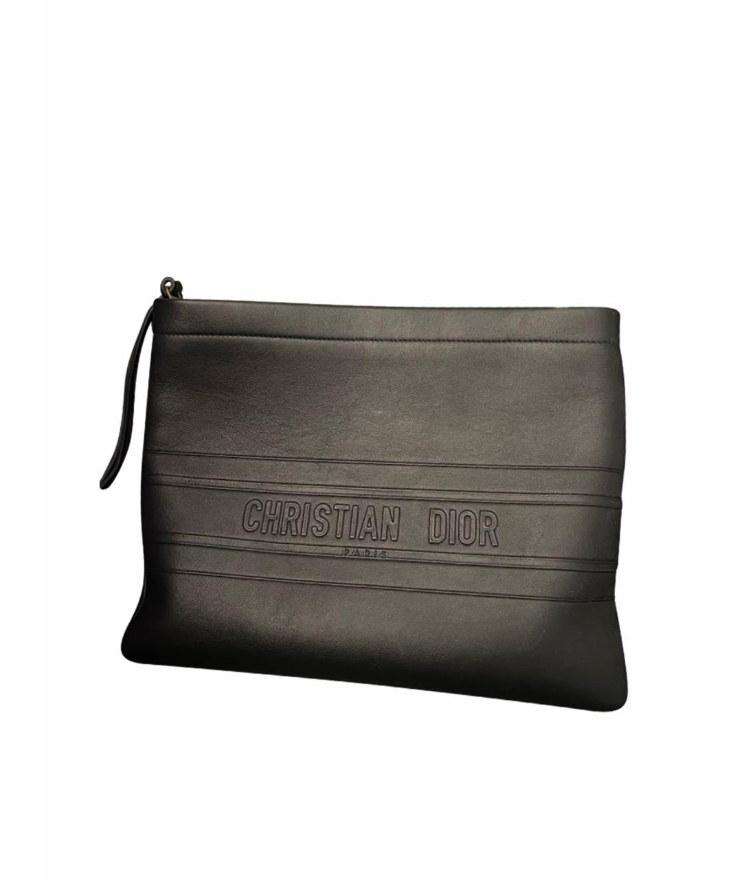 CHRISTIAN DIOR PRE-OWNED Черная кожаная сумка с короткими ручками, фото 1