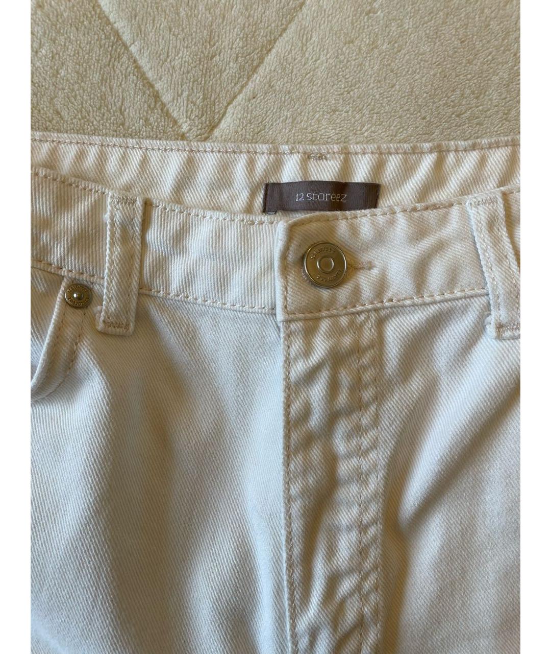 12 STOREEZ Белые хлопковые джинсы слим, фото 3