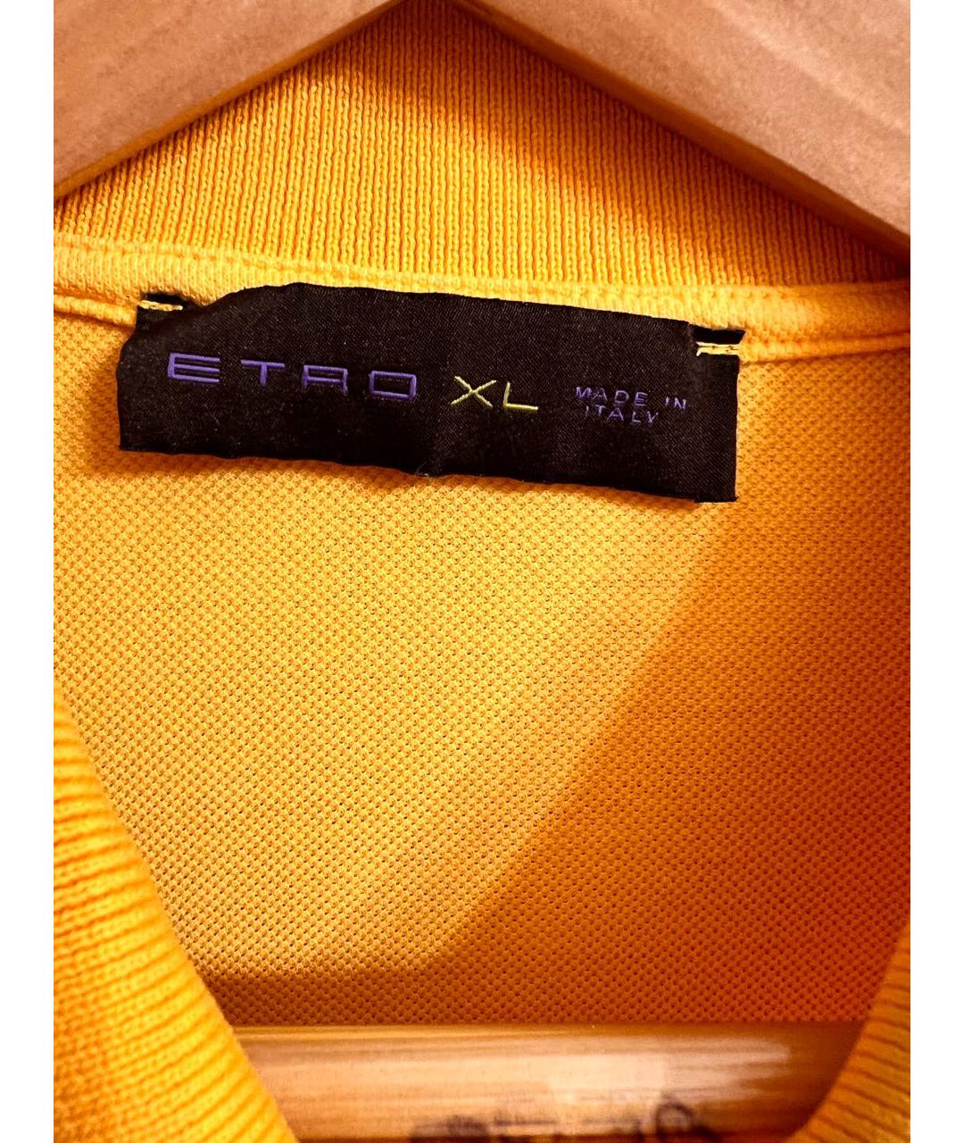ETRO Желтое хлопковое поло с коротким рукавом, фото 2