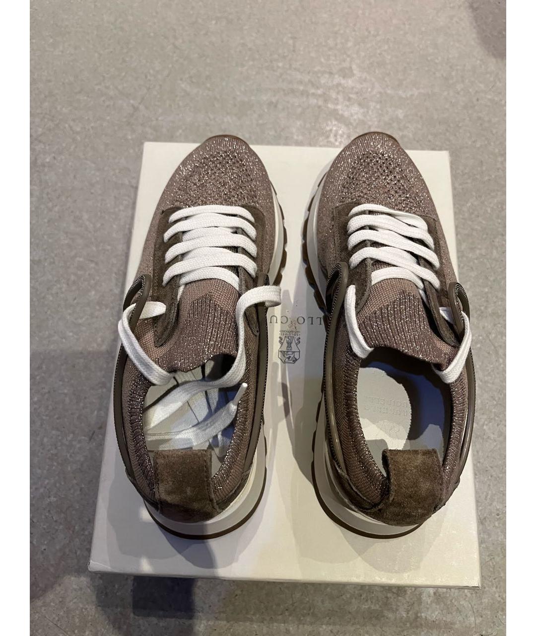 BRUNELLO CUCINELLI Коричневые текстильные кроссовки, фото 4