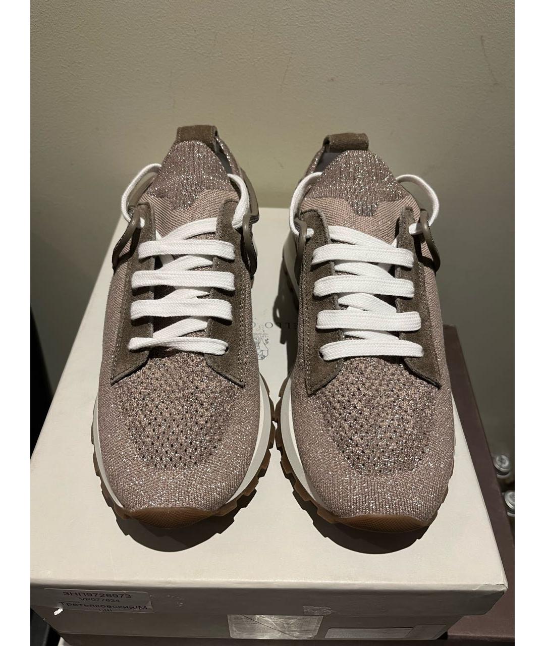 BRUNELLO CUCINELLI Коричневые текстильные кроссовки, фото 2