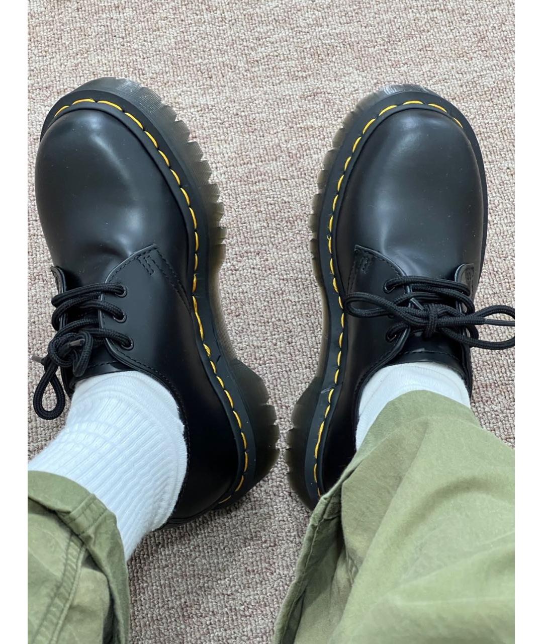 DR. MARTENS Черные кожаные низкие ботинки, фото 5