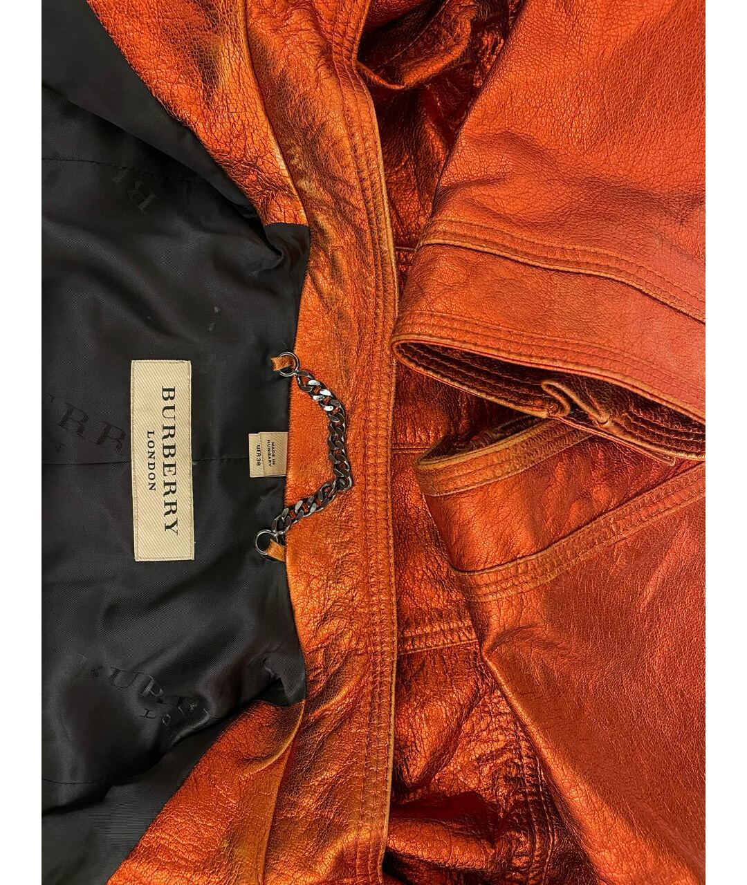BURBERRY Оранжевая кожаная куртка, фото 5