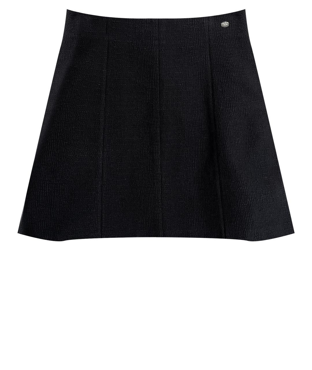 CHANEL PRE-OWNED Черная твидовая юбка миди, фото 1