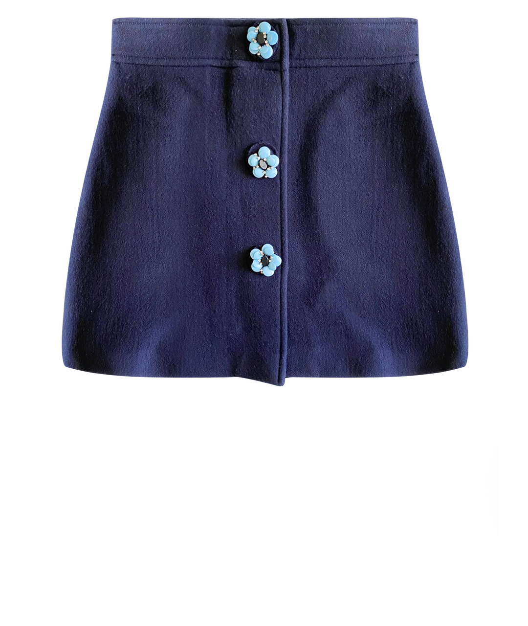 MIU MIU Темно-синяя шерстяная юбка мини, фото 1