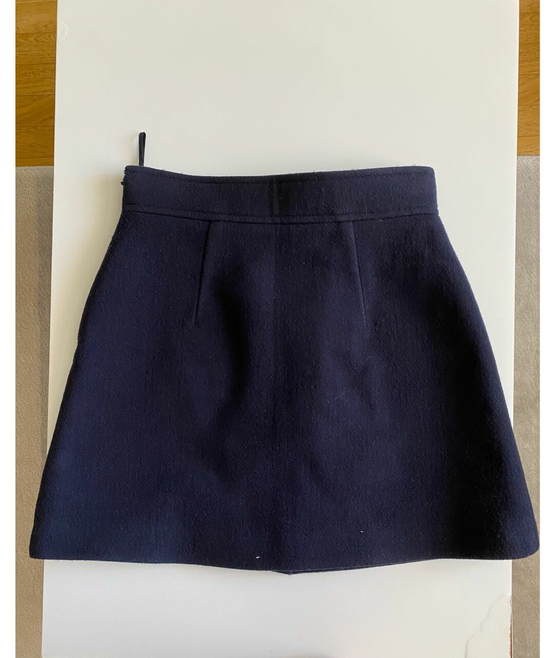 MIU MIU Темно-синяя шерстяная юбка мини, фото 2